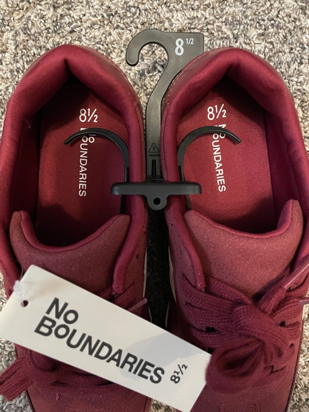 Women’s No Boundaries Maroon Burgundy Sneakers NWT - Picture 3 of 7